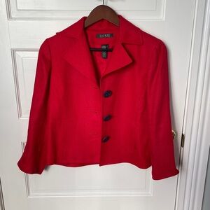 Women's Lauren by Ralph Lauren 100% Linen Red Jacket